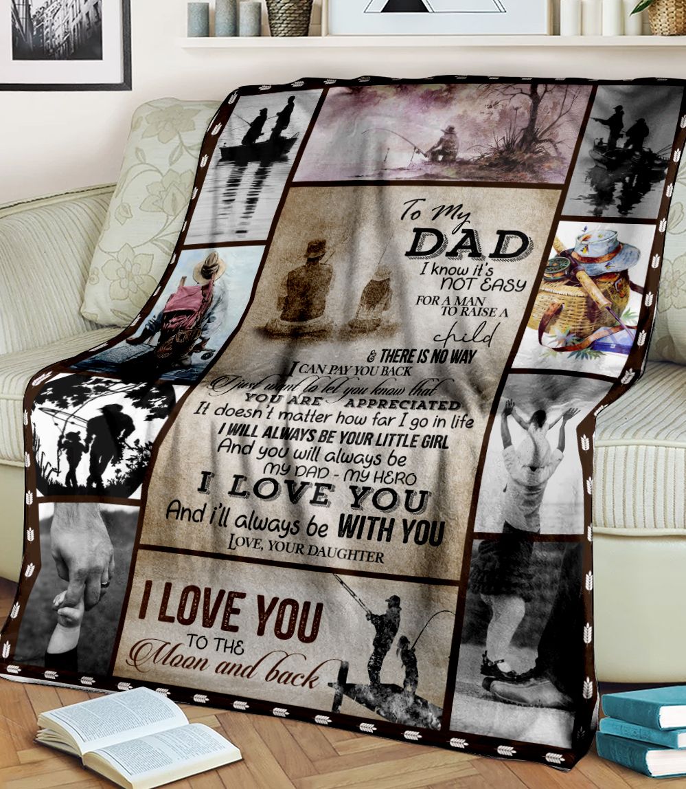 To My Dad My Hero I Love You Daughter Family Fleece Blanket