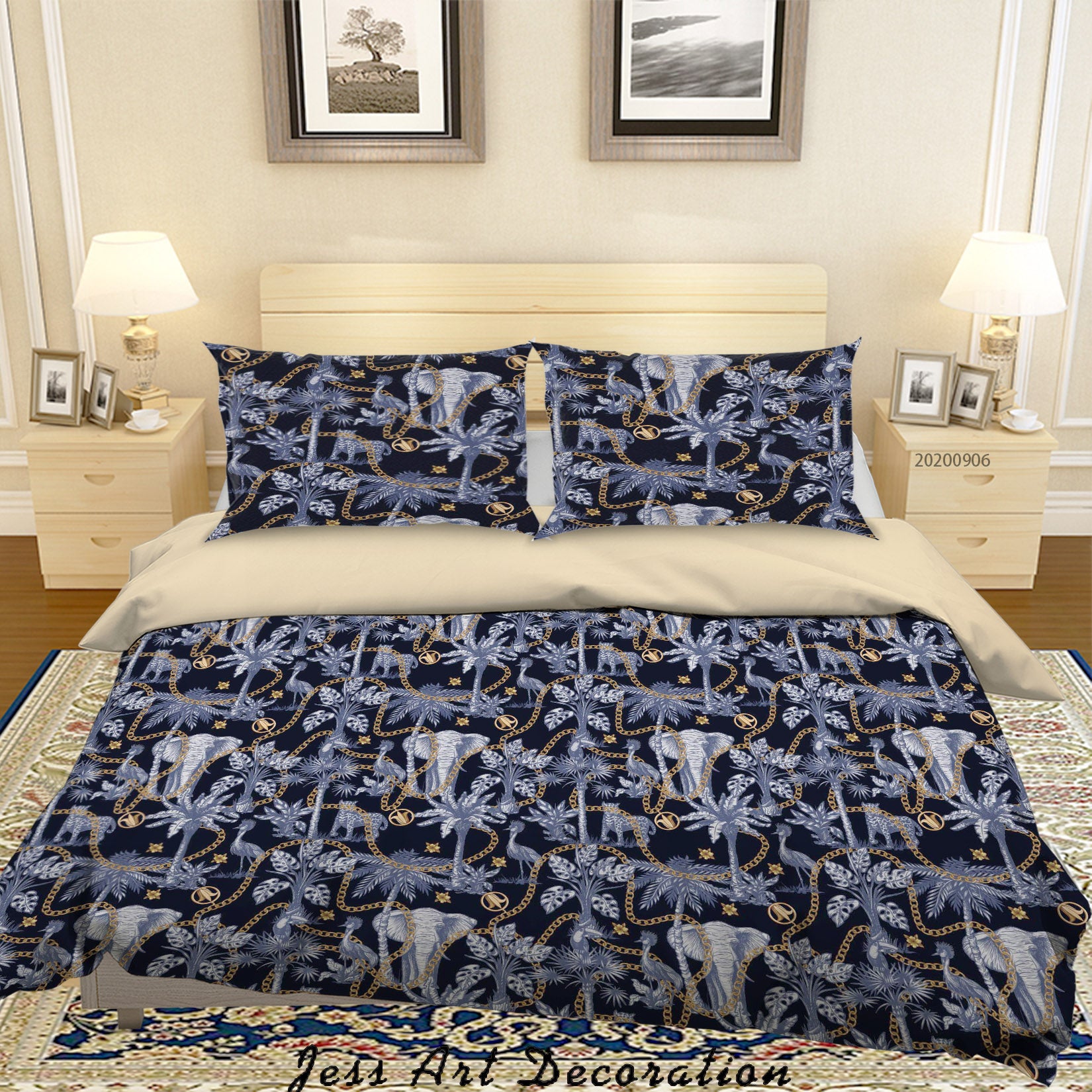 3D Vintage Tropical Leaves Elephant Pattern Quilt Cover Set Bedding Set Duvet Cover Pillowcases Wj 3663