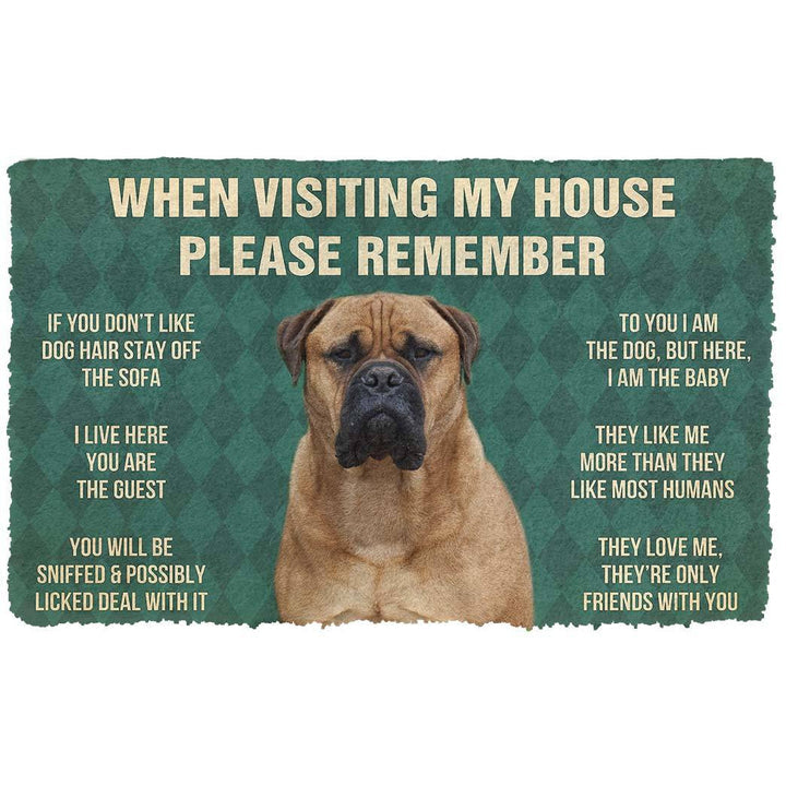 Waybackapparel Please Remember Bullmastiff Dogs House Rules Custom 3D Doormat