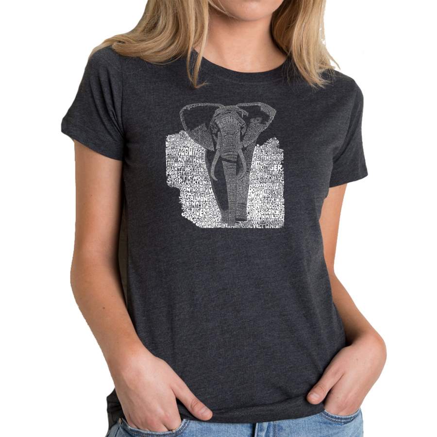 LA Pop Art Women’s Premium Blend Word Art T-shirt – ELEPHANT