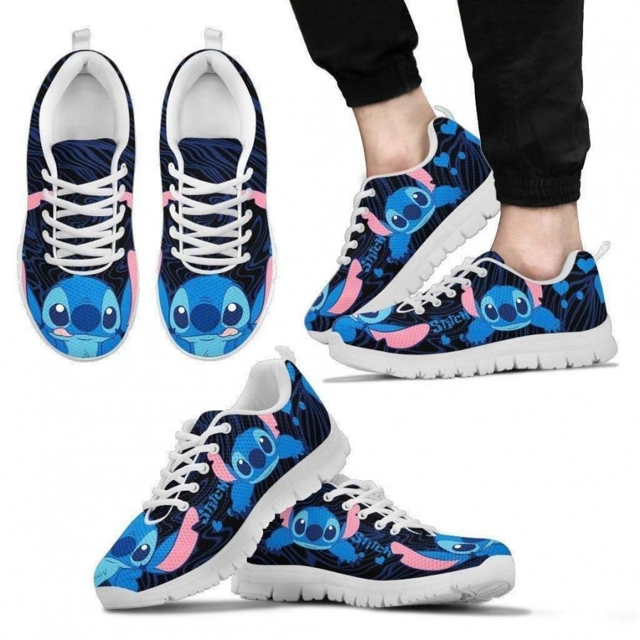 Stitch Cute Black Men Women Sneakers Shoes Birthday Christmas Gift