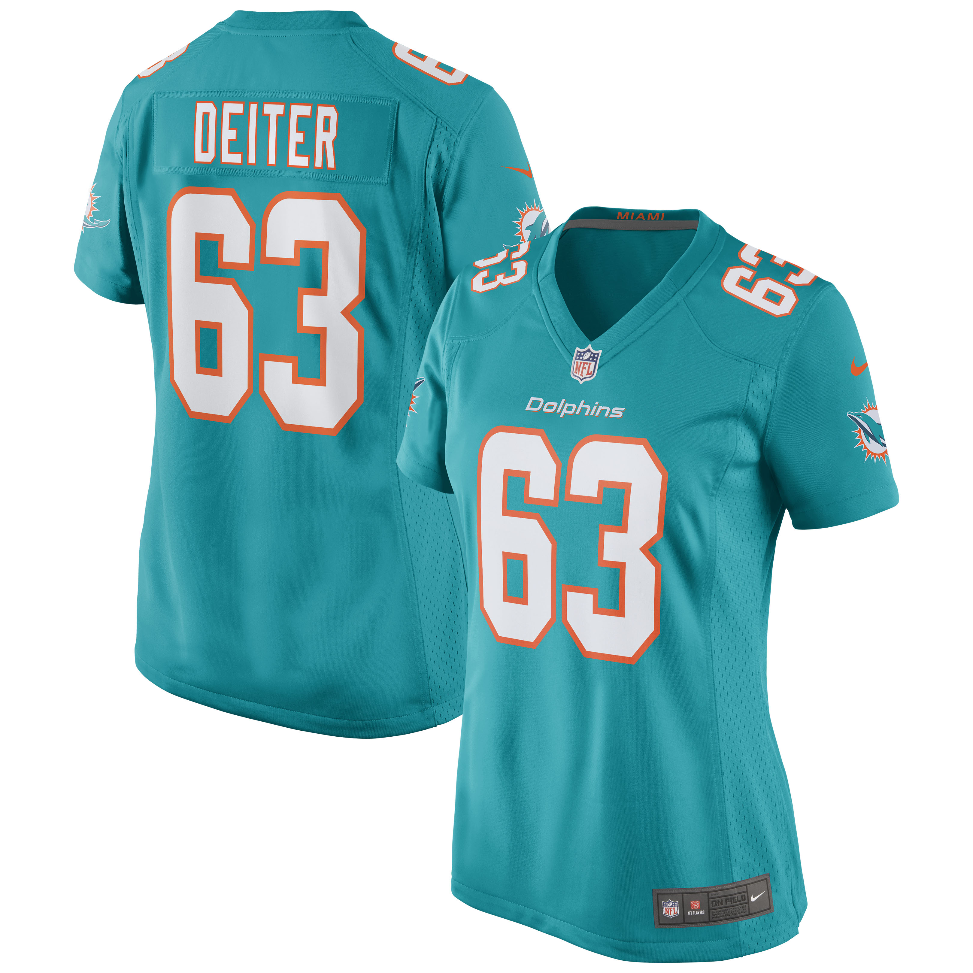 Michael Deiter Miami Dolphins Women's Game Jersey – Aqua