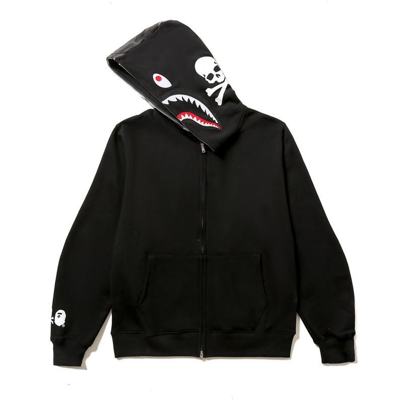 Bape X Mmj Shark Skull College Hoodie Sweatshirt