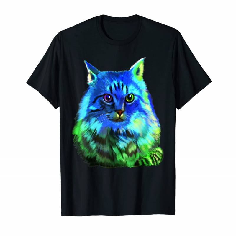 Maine Coon Cat Gift For Kitten Lovers Colorful Art Kitty T-shirt