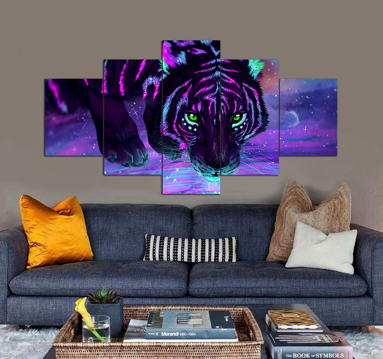 Tiger Fantasy Digital Art 3D 5 piece canvas art
