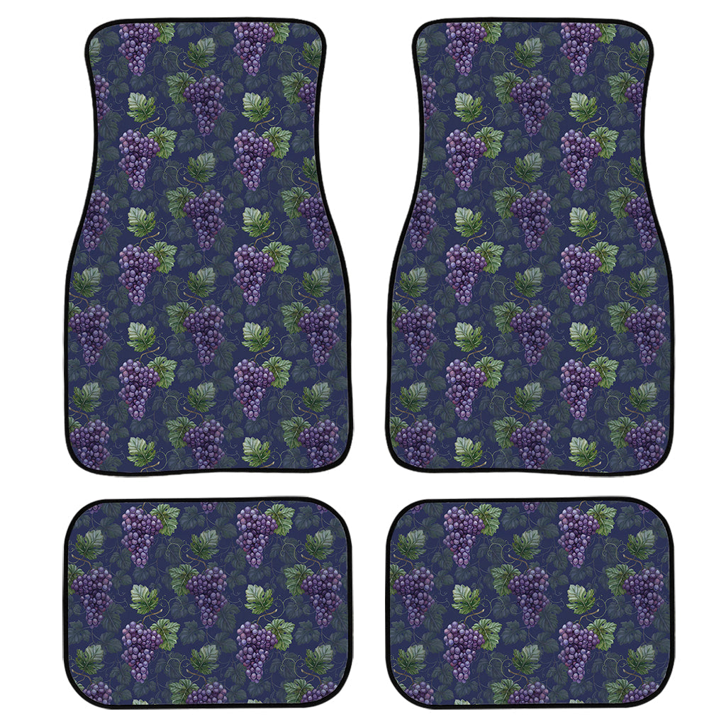 Watercolor Purple Grapes Pattern Print Front And Back Car Floor Mats, Front Car Mat