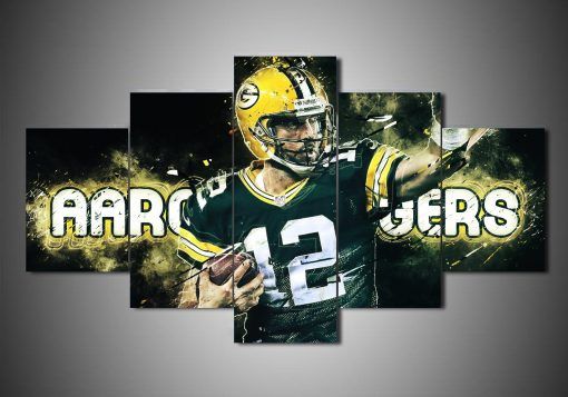 Green Bay Packers Aaron Rodgers Sport 5 Panel Canvas Art Wall Decor