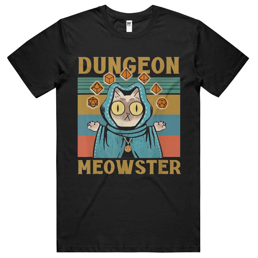 Dungeon Meowster Funny Nerdy-Gamer Cat-D20 Dice Rpg T Shirts