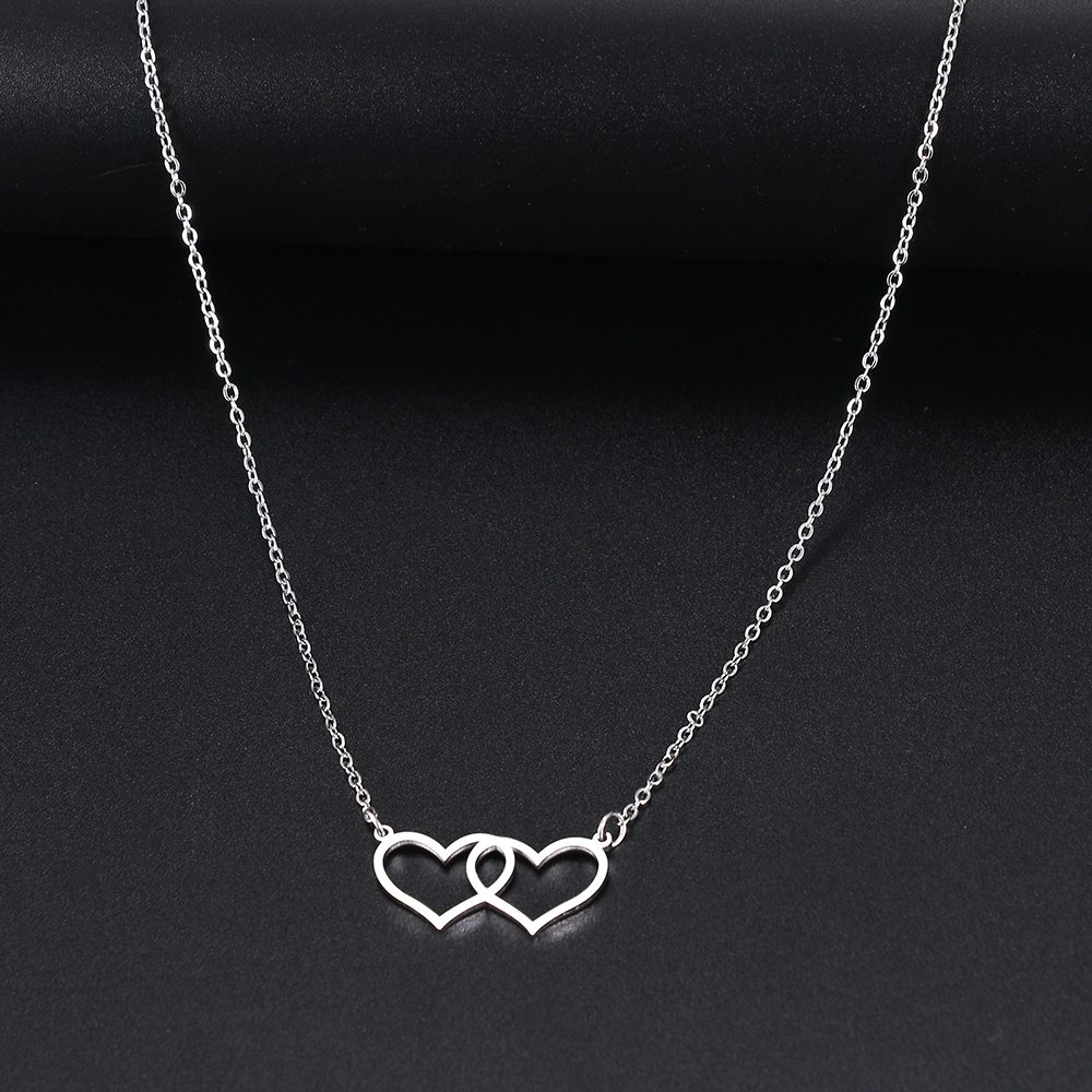 Stainless Steel Necklaces Superimposed Love Hollow Heart Pendant Chain Collar Fashion Necklace For Women Men Jewelry Party Gifts alx