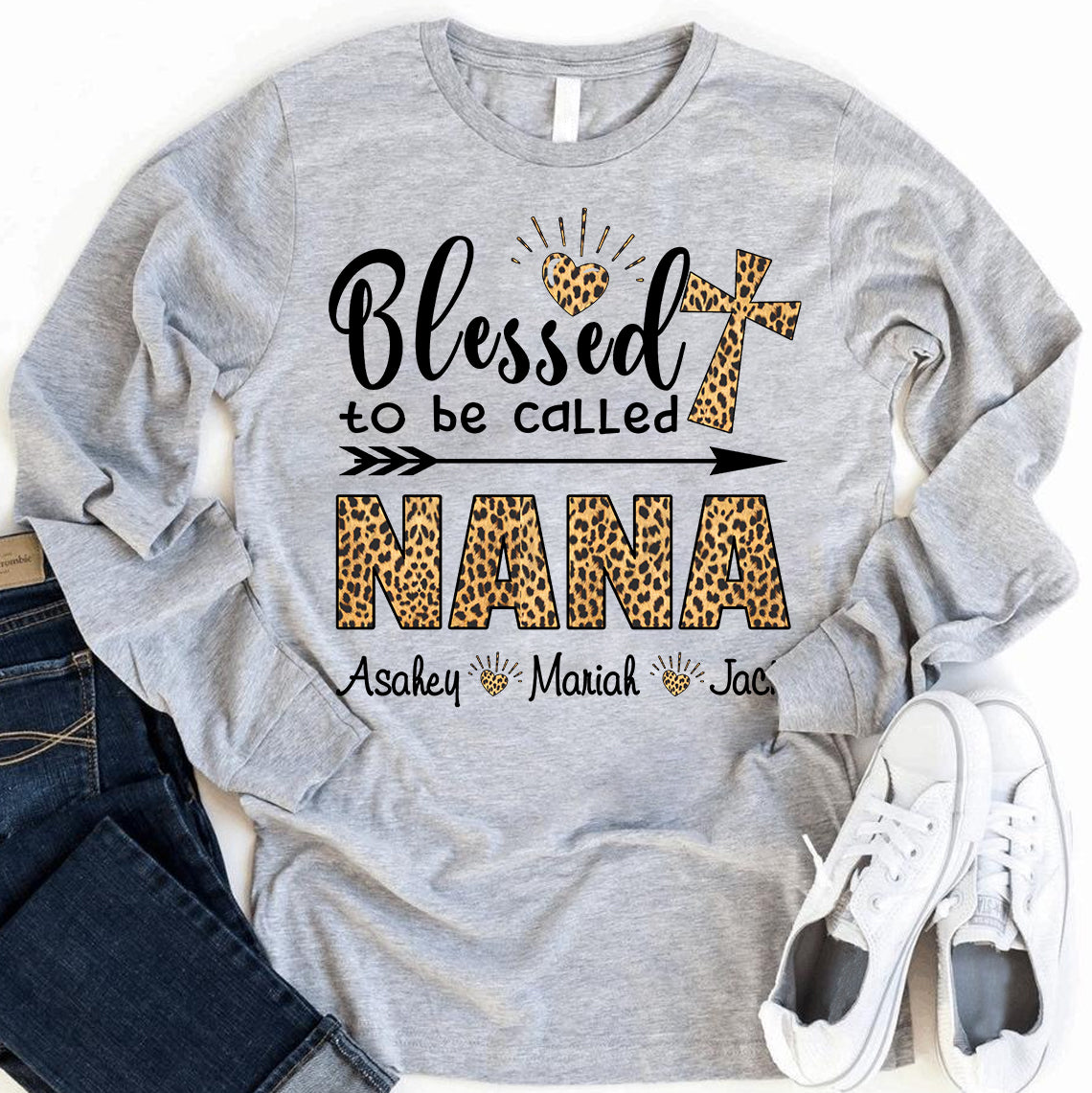 Blessed Nana – Leopard Skin | Personalized Long Sleeve