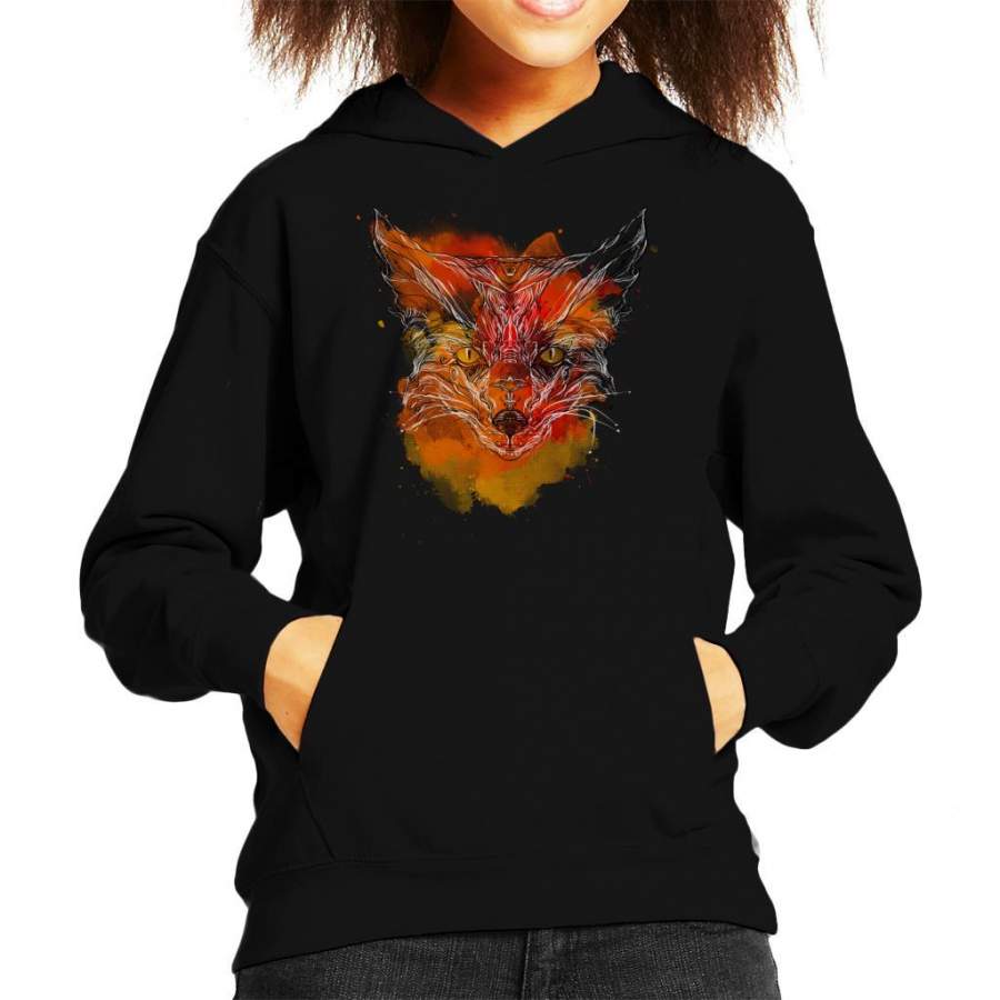 Ornamental Fox Kid’s Hooded Sweatshirt