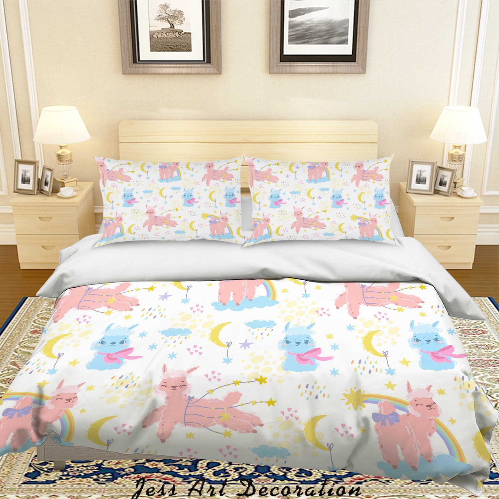 3D Cartoon Animal Rainbow Quilt Cover Set Bedding Set Pillowcases 56