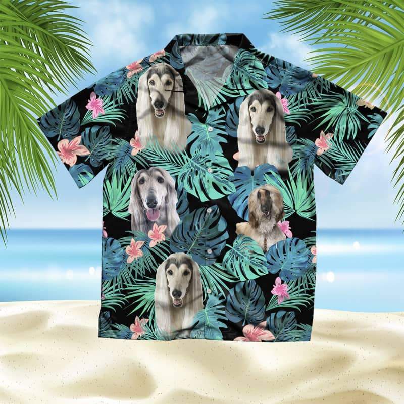 Afghan Hound Hawaiian Shirt, Dog Summer Leaves Hawaiian Shirt, Unisex Print Aloha Short Sleeve Casual Shirt