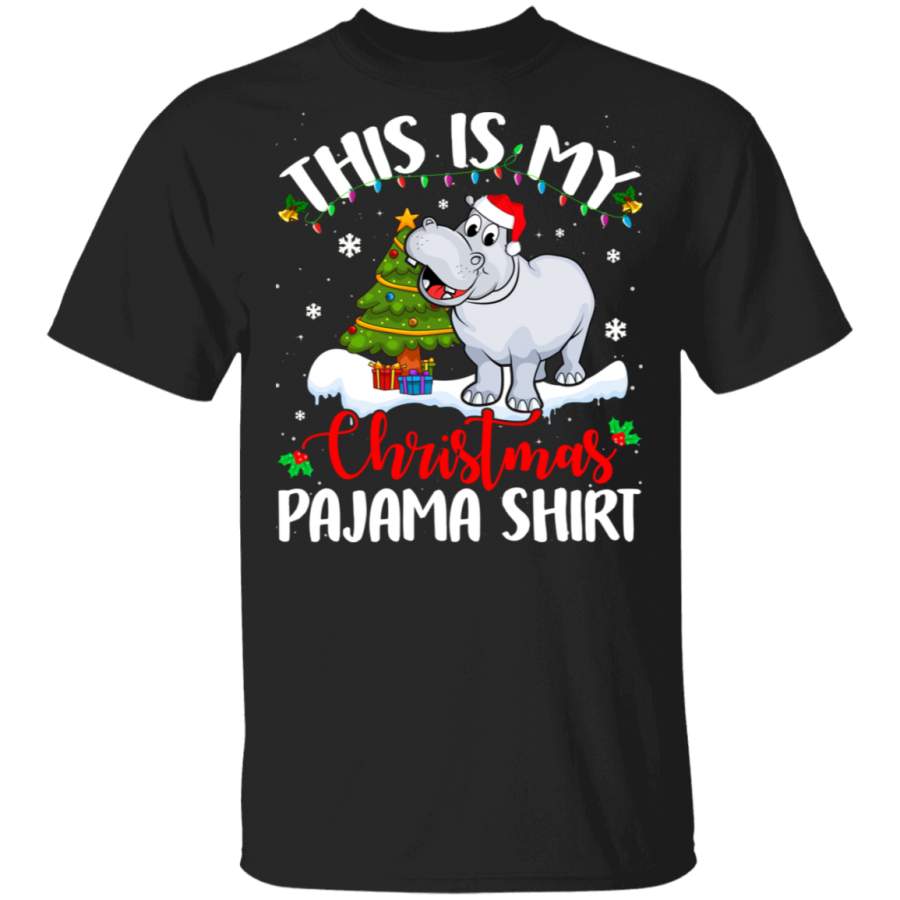 Christmas Shirt This Is My Christmas Pajama Shirt Cute Christmas Tree Hippo Lover Gifts Christmas T-Shirt - Bespoketshirt Christmas Collection