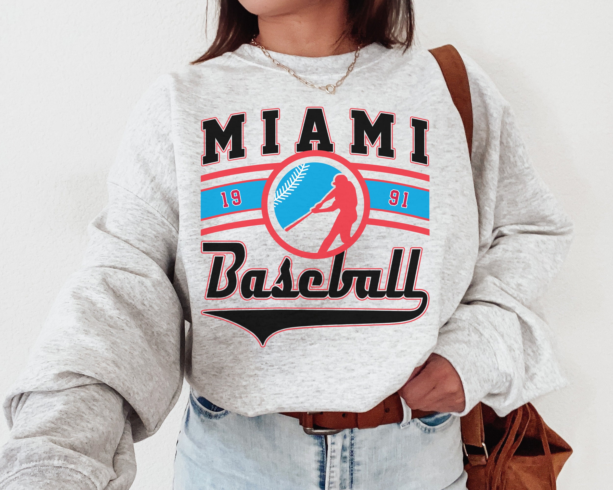 Vintage Miami Marlin Crewneck Sweatshirt / T-Shirt, Marlins EST 1991 Sweatshirt, Miami Baseball Game Day Shirt, Retro Marlins Shirt