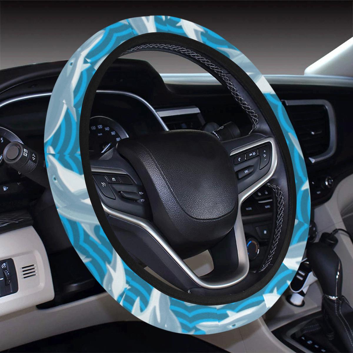 Dolphin Cute Print Pattern Steering Wheel Cover With Elastic Edge