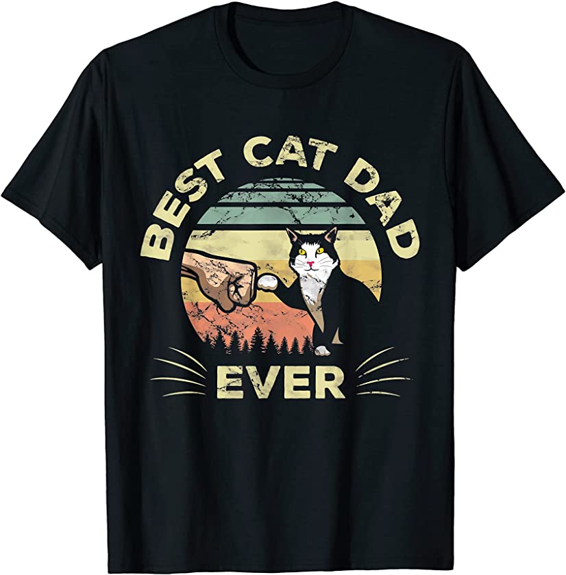 Mens Best Cat Dad Ever Kitten Fist Bump Cute Pet Owner Father T-Shirt