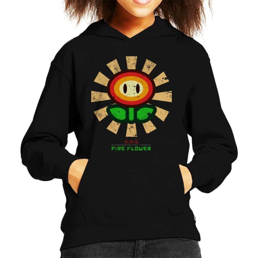 Fire Flower Retro Japanese Super Mario Kid’s Hooded Sweatshirt