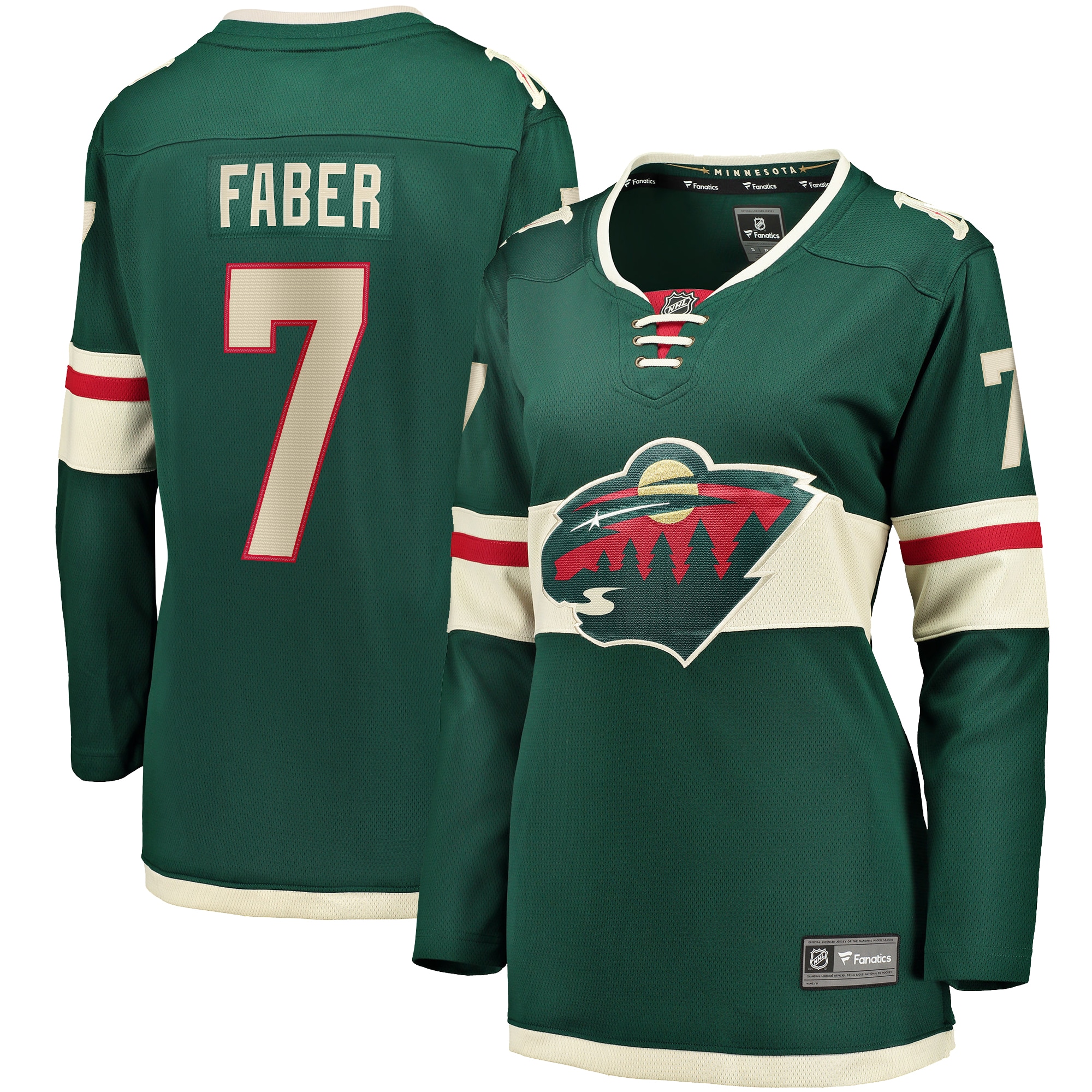 Brock Faber Minnesota Wild Branded Women's Home Breakaway Player Jersey – Green