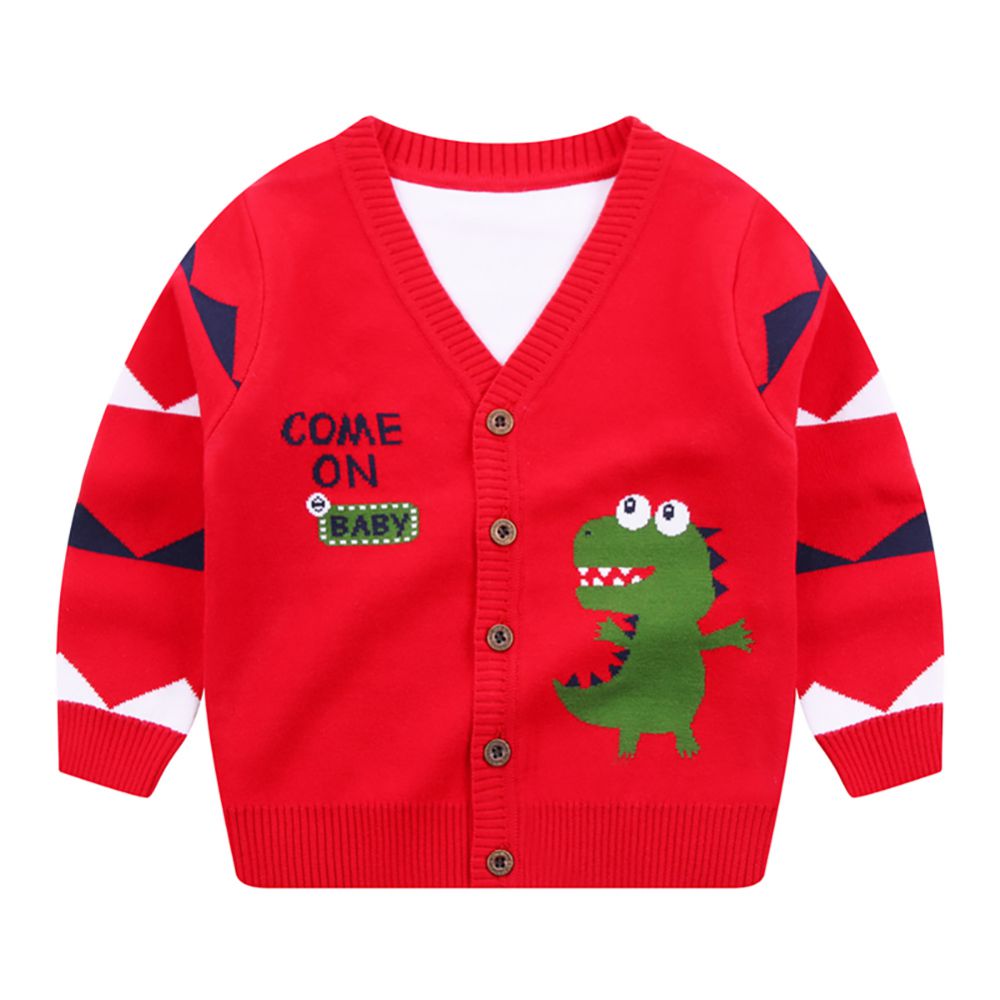 Autumn Winter Kids Cardigan Sweater Baby Boys Girls V-neck Cartoon Dinosaur Children Sweater Knitted Cardigan Coat Outwear 1-8Y alx