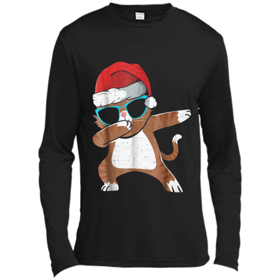 christmas  funny cute dabbing kitten cat gift Long Sleeve Moisture Absorbing Shirt