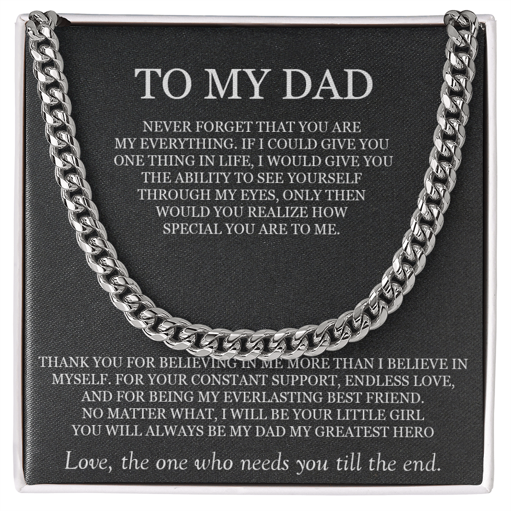 To My Dad Cuban Chain Necklace, Gift For Dad From Daughter, Father’S Day Gift, Birthday Gift For Dad.