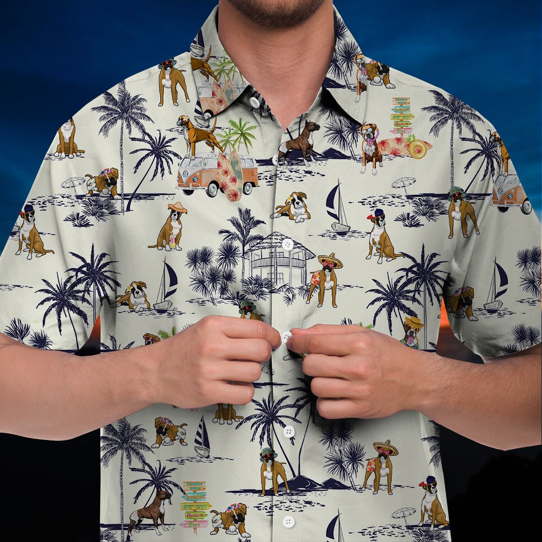 Boxer Hawaii Shirt Beach Dog Simple Ha49525