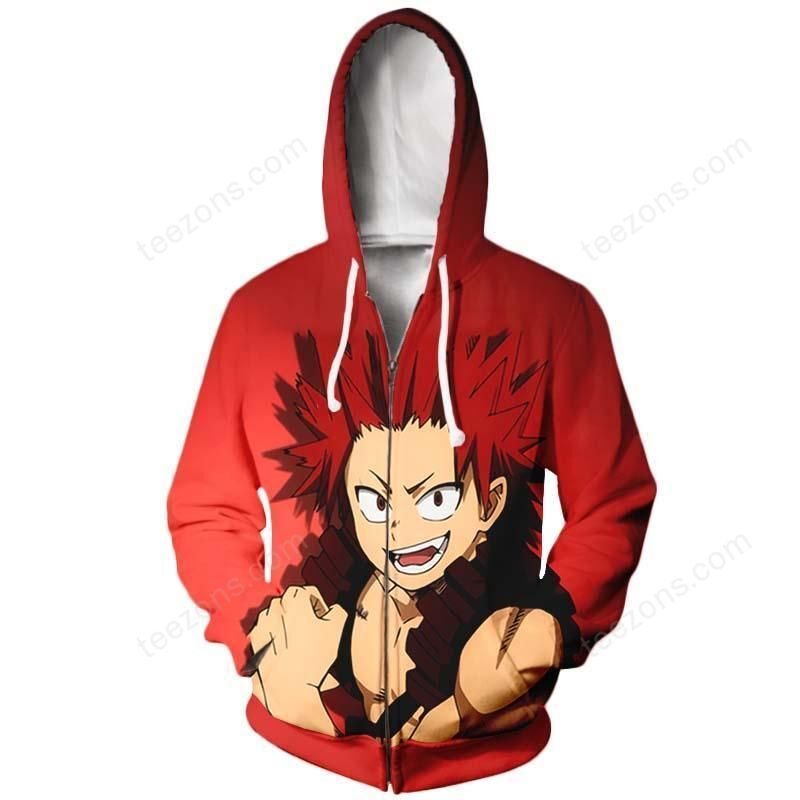 Eijiro Kirishima Red Hoodie – My Hero Academia Zip Hoodie