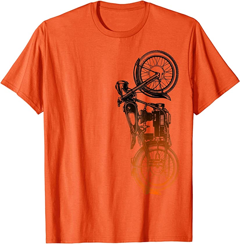 Vintage Retro Black Motorcycle Orange T Shirt