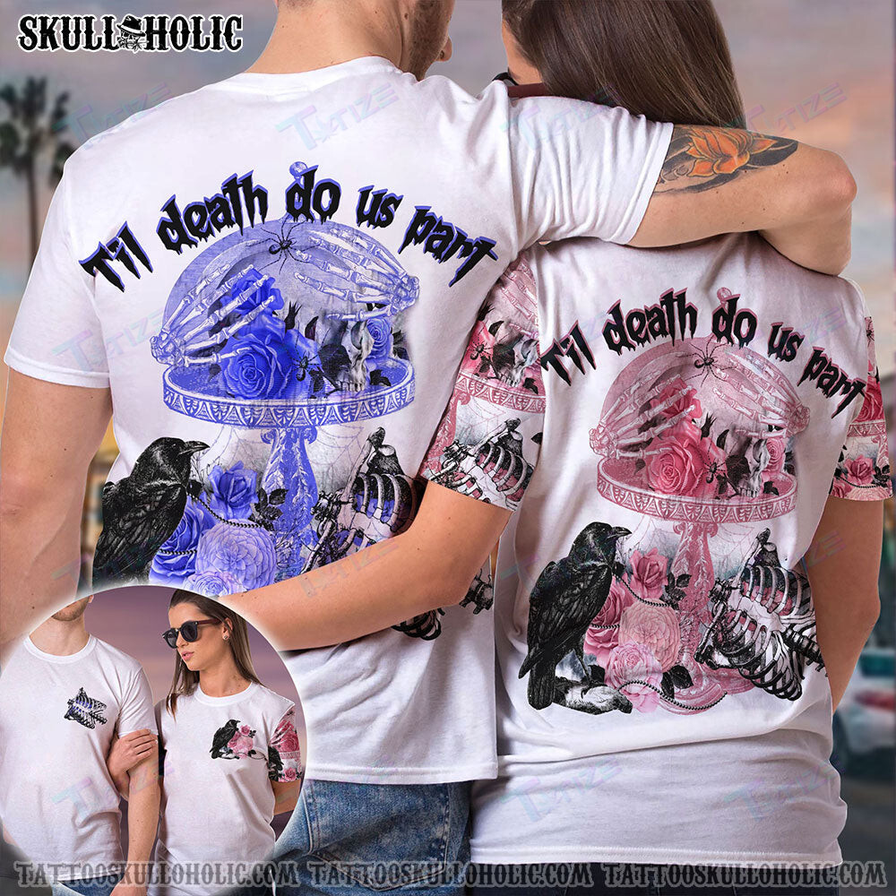 Matching Couple Shirt Skull Couple Roses Do Us Part 3D All Over Printed Shirt, Sweatshirt, Hoodie, Bomber Jacket Size S – 5Xl