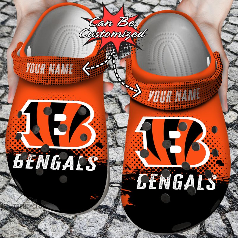 Football Personalized CBengals Half Tone Drip Flannel Clog Shoes