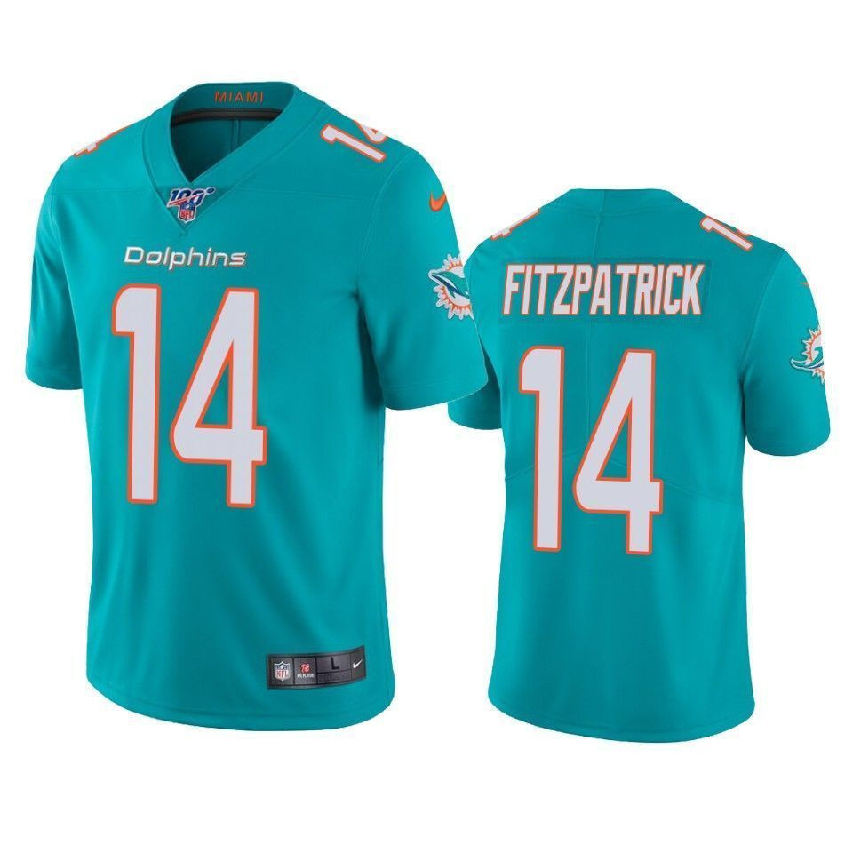 Miami Dolphins Ryan Fitzpatrick Aqua 100Th Season Vapor Limited 3D Jersey