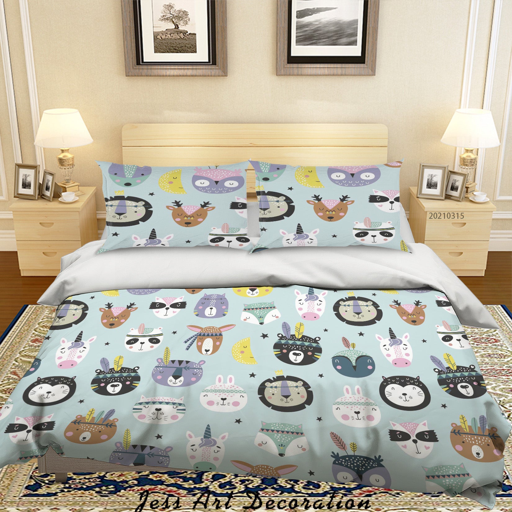 3D Cartoon Tribal Animal Quilt Cover Set Bedding Set Duvet Cover Pillowcases 110