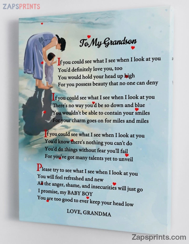 Grandchildren Canvas  – To My Grandson – From Grandma – Framed Canvas Gift Gms024 – Drandkids Canvas Artblankets.