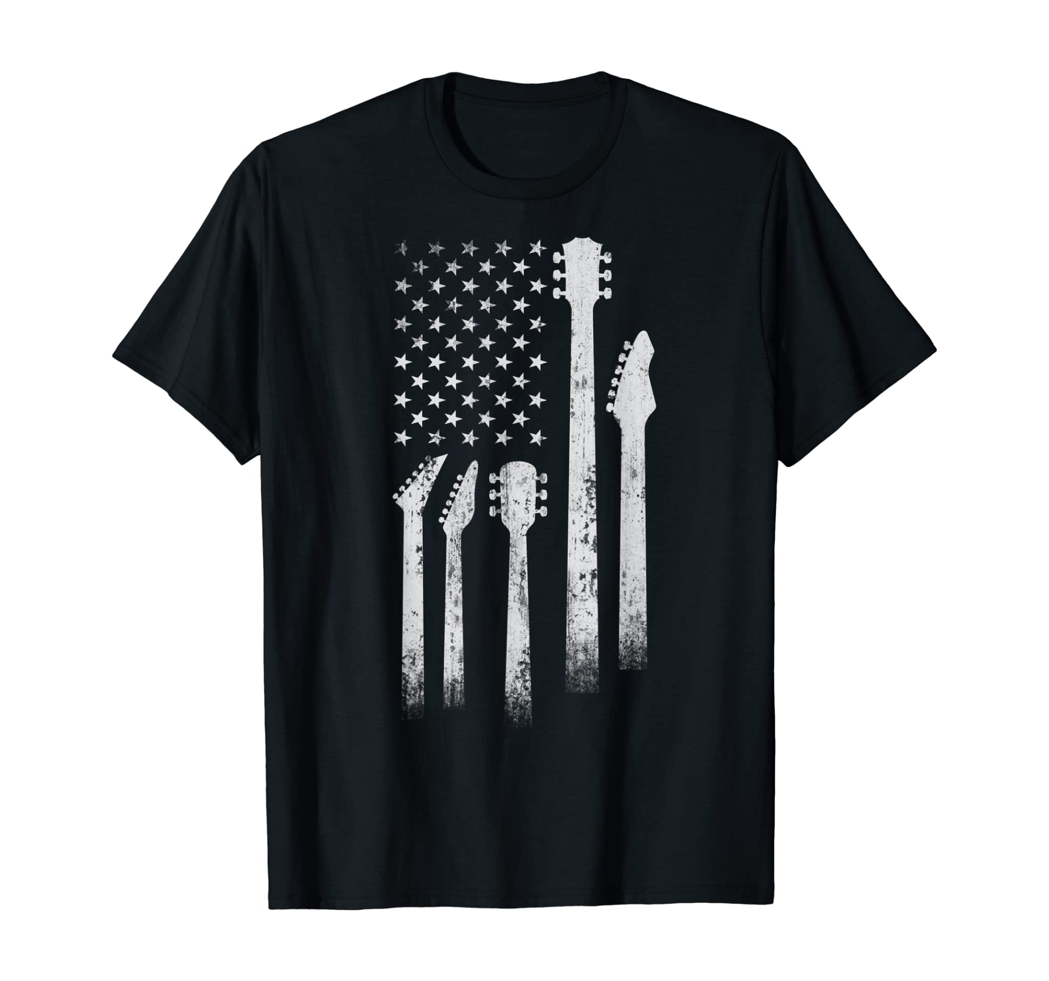 Guitar Independence Day USA American Flag Music Lover T-Shirt