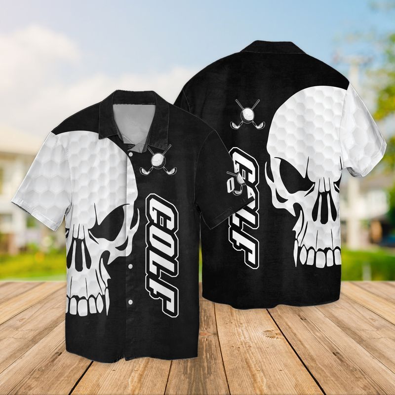 Golf And Skull For Men Women Graphic Print Short Sleeve Hawaii Casual Shirt Ha57552