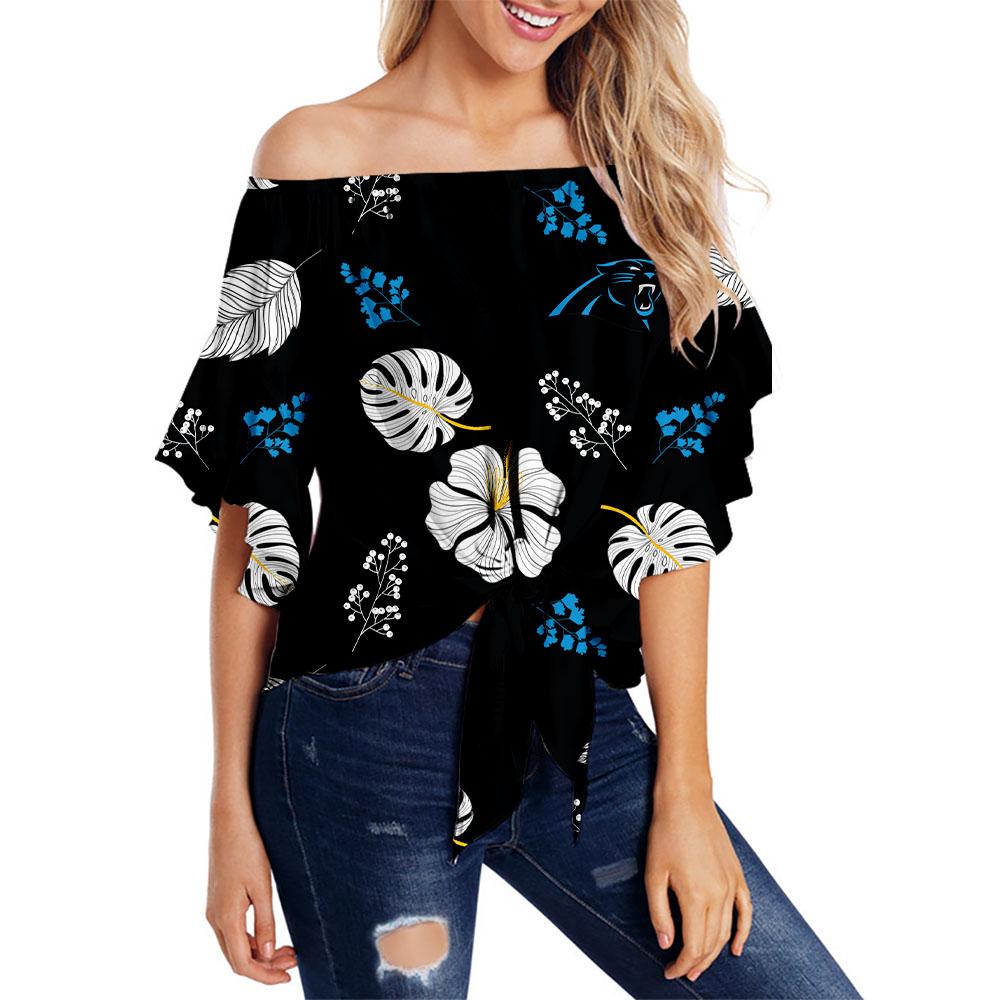 Carolina Panthers Women Smart Floral Strapless Shirt