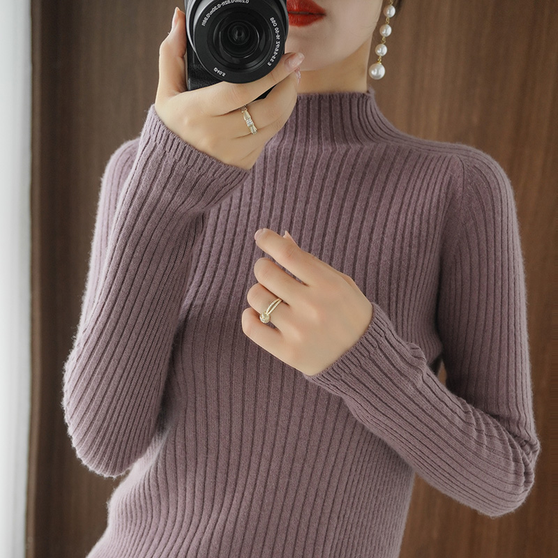 Autumn and winter women’s Half Turtleneck cashmere sweater pit bar elastic Pullover women’s sweater Pullover Sweater alx