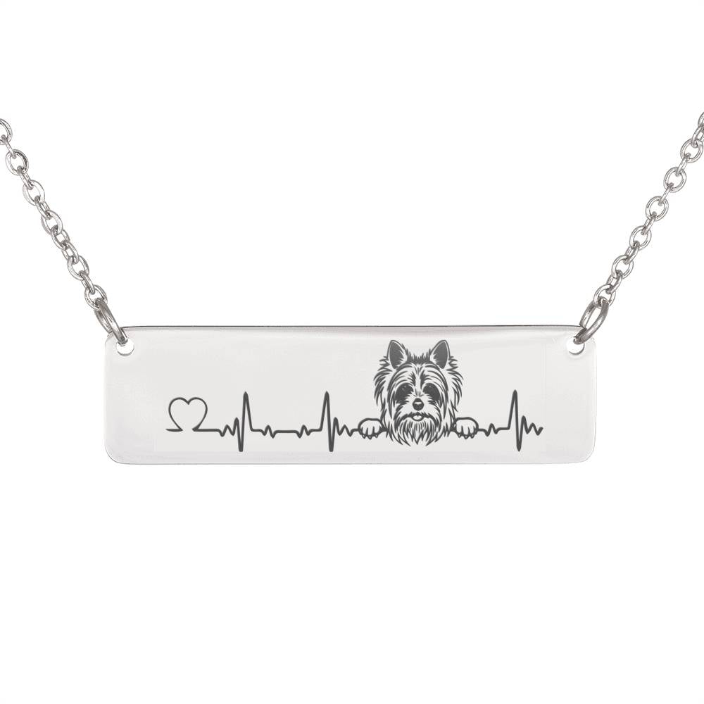 Personalized Yorkshire Terrier Heartbeat Horizontal Necklace