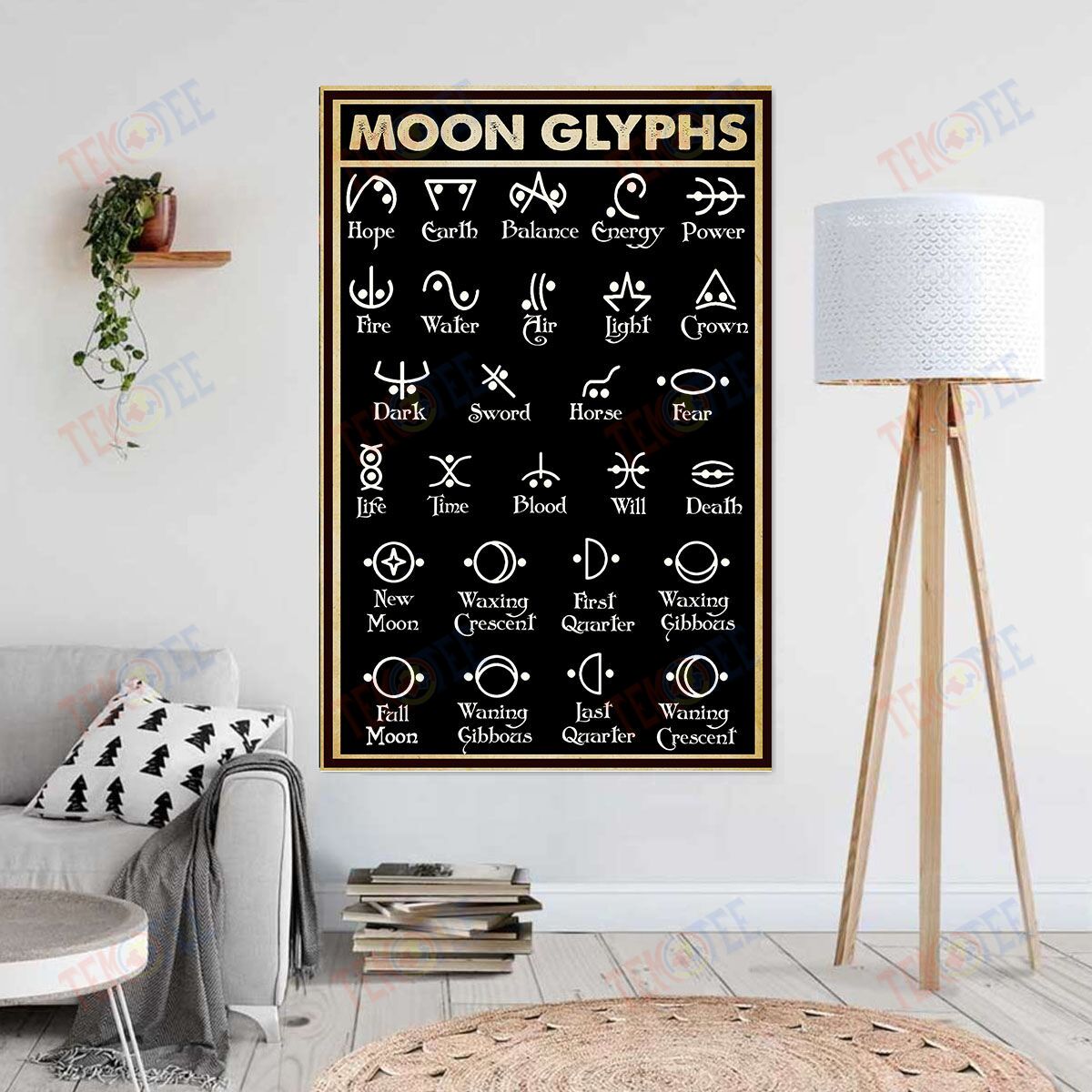 Canvas Art Prints Retro Moon Glyphs Art Walls Home Decor Canvas