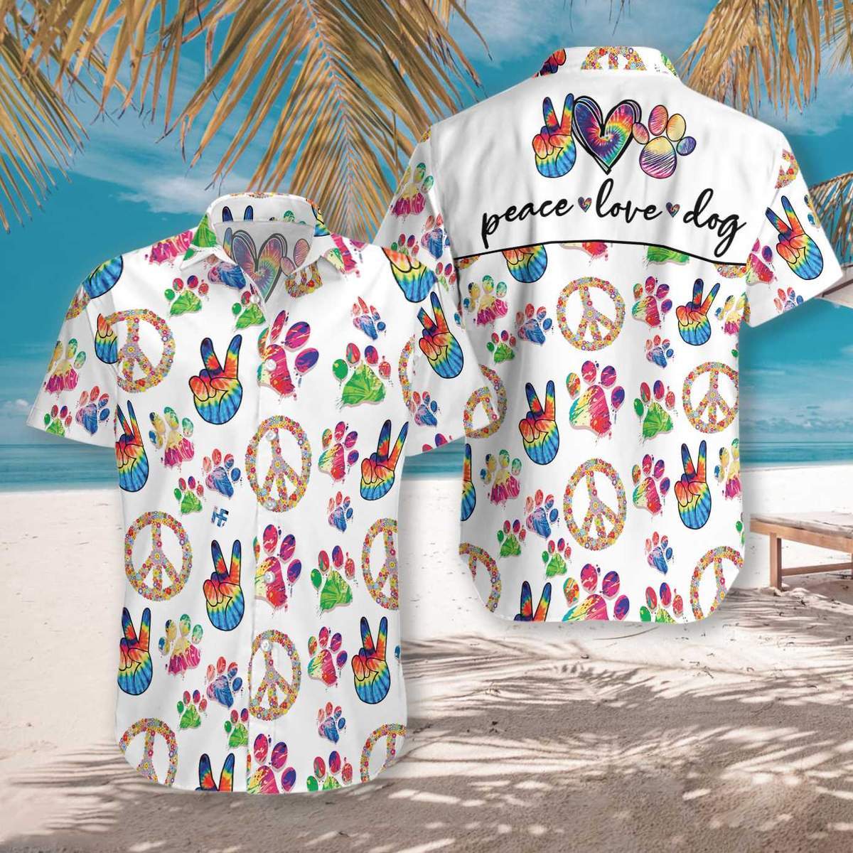 Peace Love Dog All Over Printed Hawaiian Shirt Ha71651