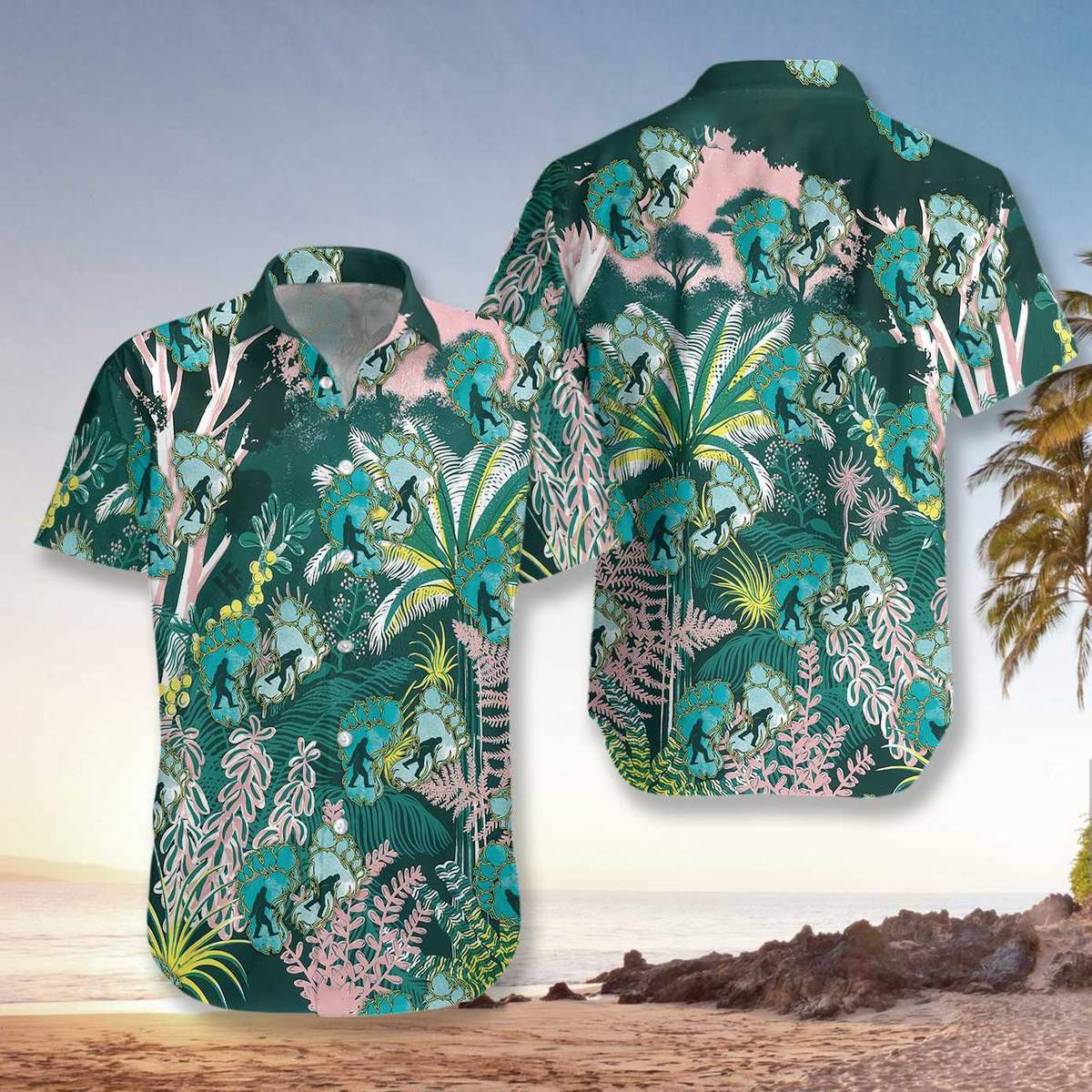 Hawaii Aloha Shirts Bigfoot Tropical Forest Ha32227