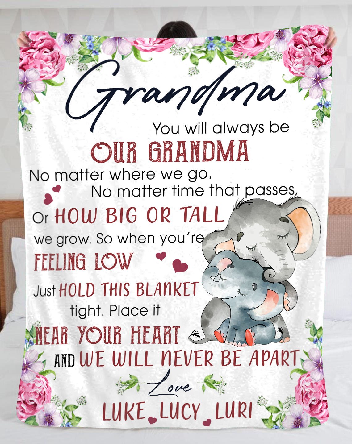 Blanket For Adult, Grandma We Will Never Be Apart Blanket For Grandma, Grandkid Names Blanket, Fleece Blanket, Sherpa Blanket