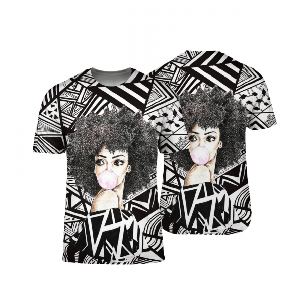 Melanin Poppin Bubble Art For Black Afro Woman All Over Print 3D Unisex Tshirt Us Size