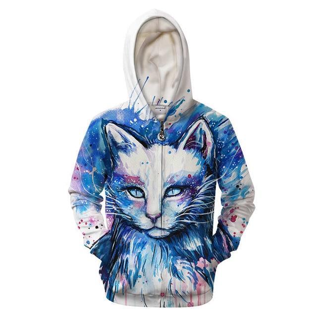 Colorful Cat Zip-up Hoodie