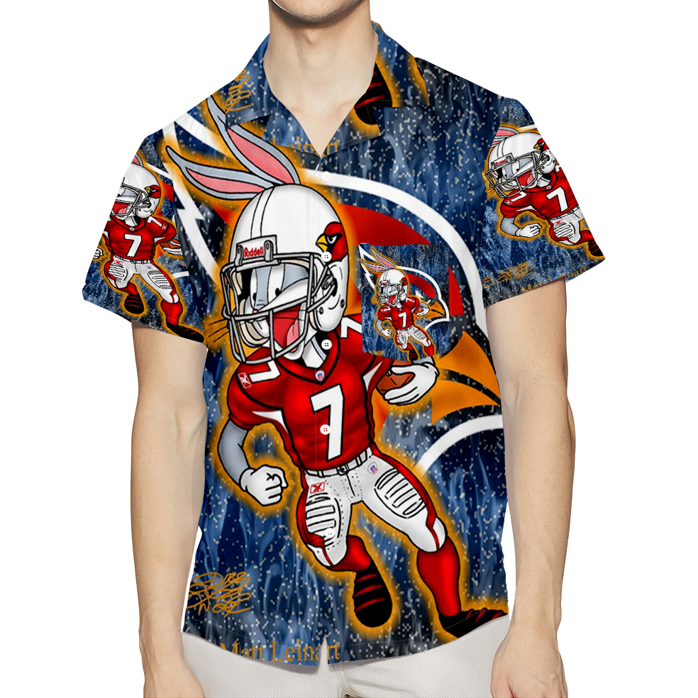 Arizona Cardinals Bugs Bunny Matt Leinart 7 3D All Over Print Summer Beach Hawaiian Shirt With Pocket