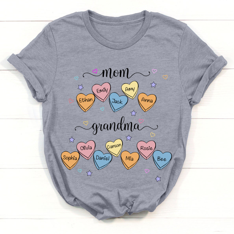 Personalized Mom Grandma Heart Shirt