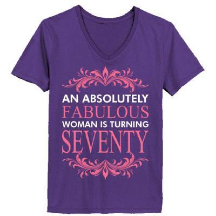 AGR An Absolutely Fabulous Women Is Turning Seventy – Ladies’ V-Neck T-Shirt