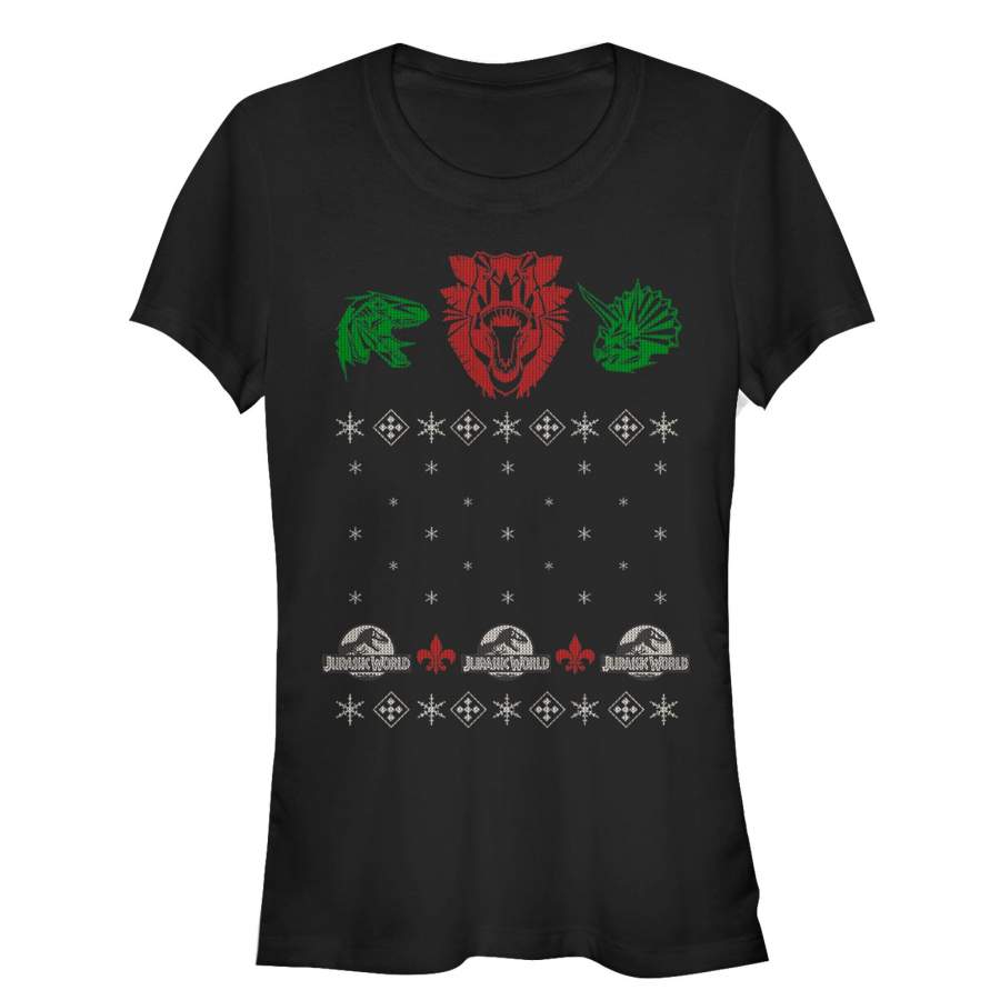 Jurassic World Junior’s Ugly Christmas Raptor  T Shirt