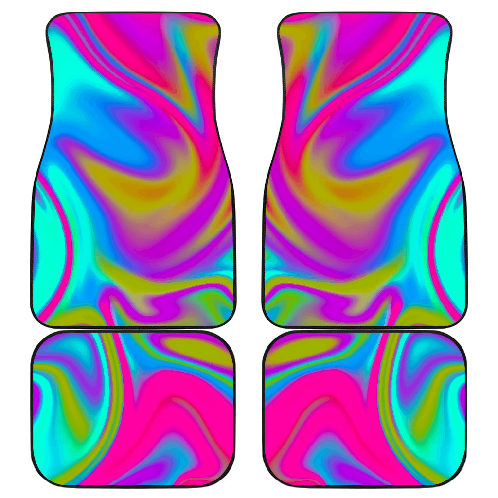 Neon Psychedelic Trippy Print Front And Back Car Floor Mats, Front Car Mat